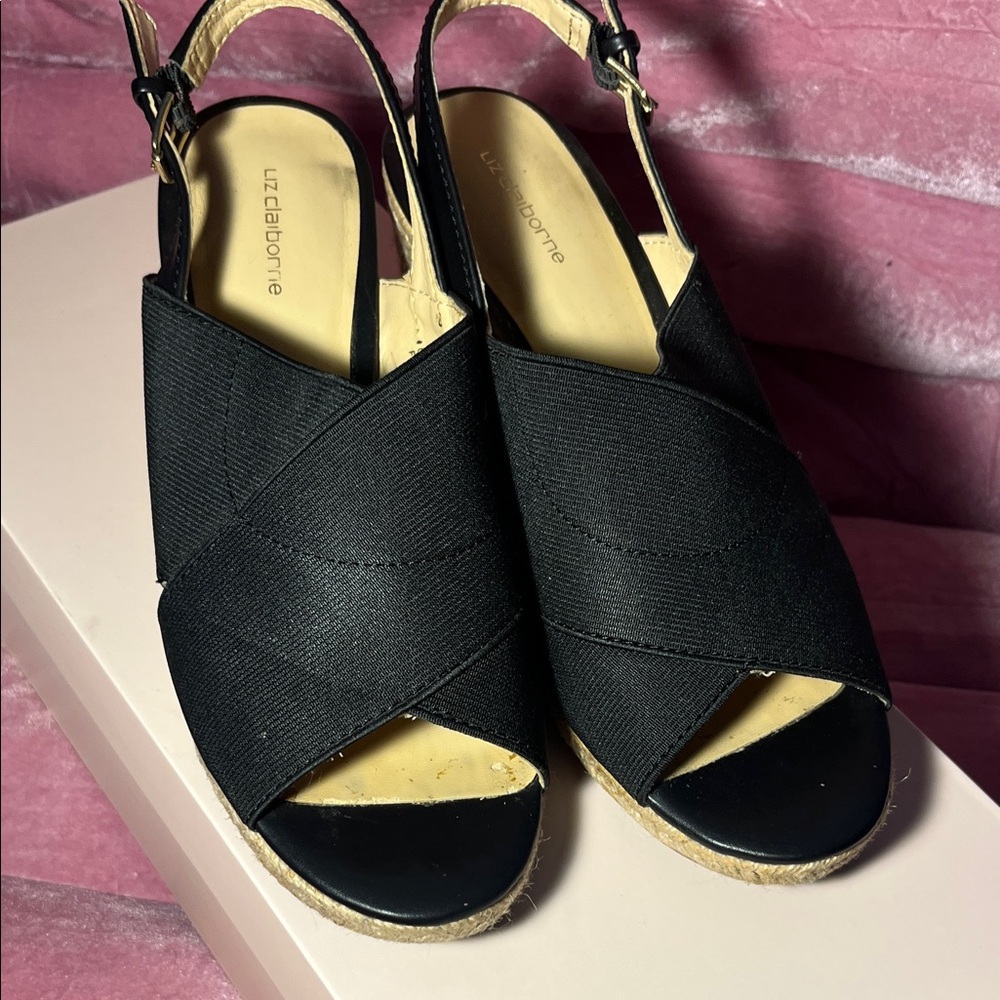 Liz Claiborne Black Slingback Sandals